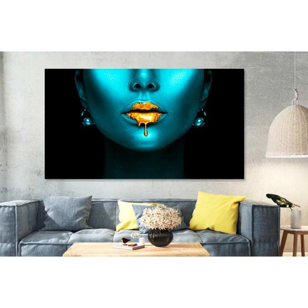 Tablou canvas auriu albastru 22133