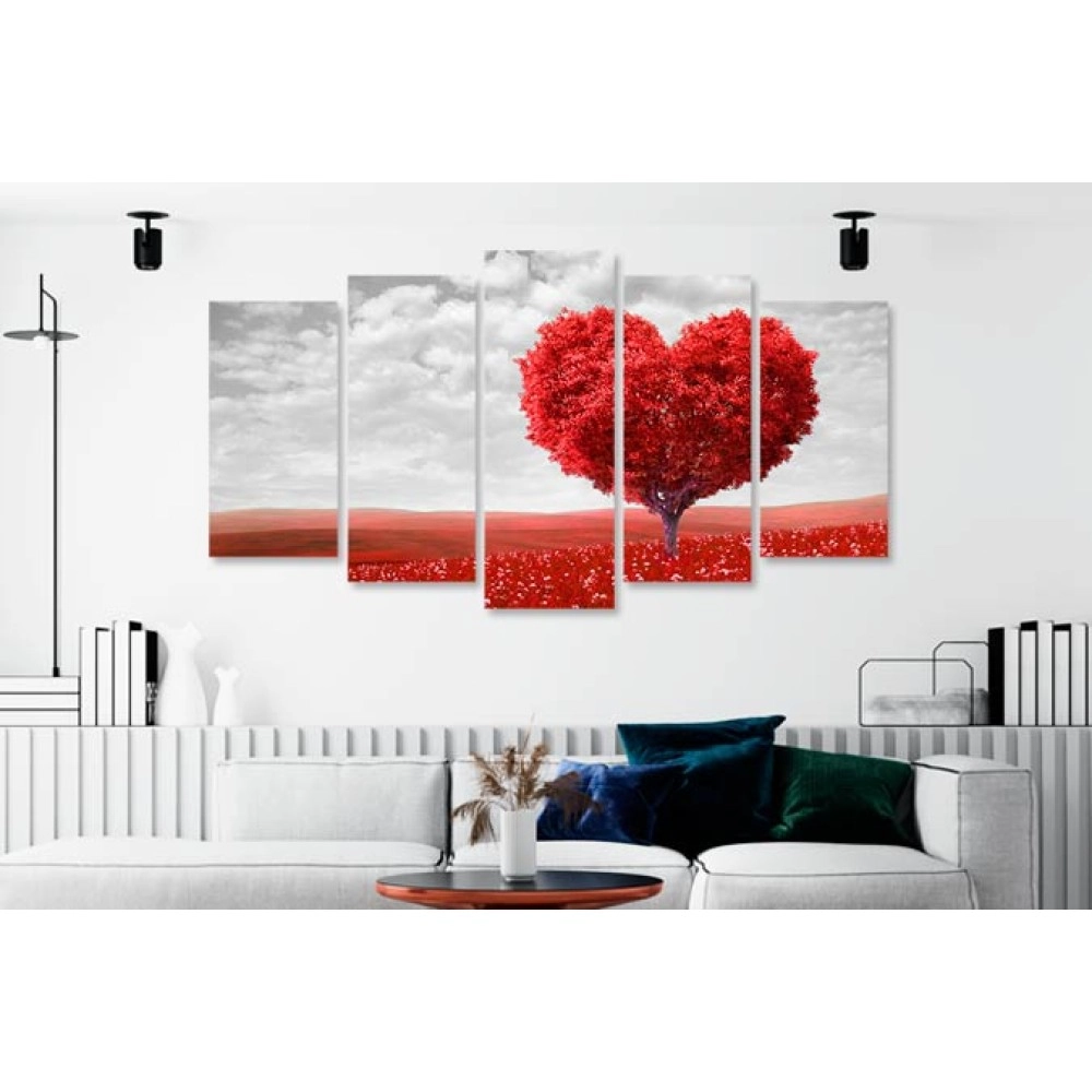 Tablouri canvas Inima rosie copac 42747