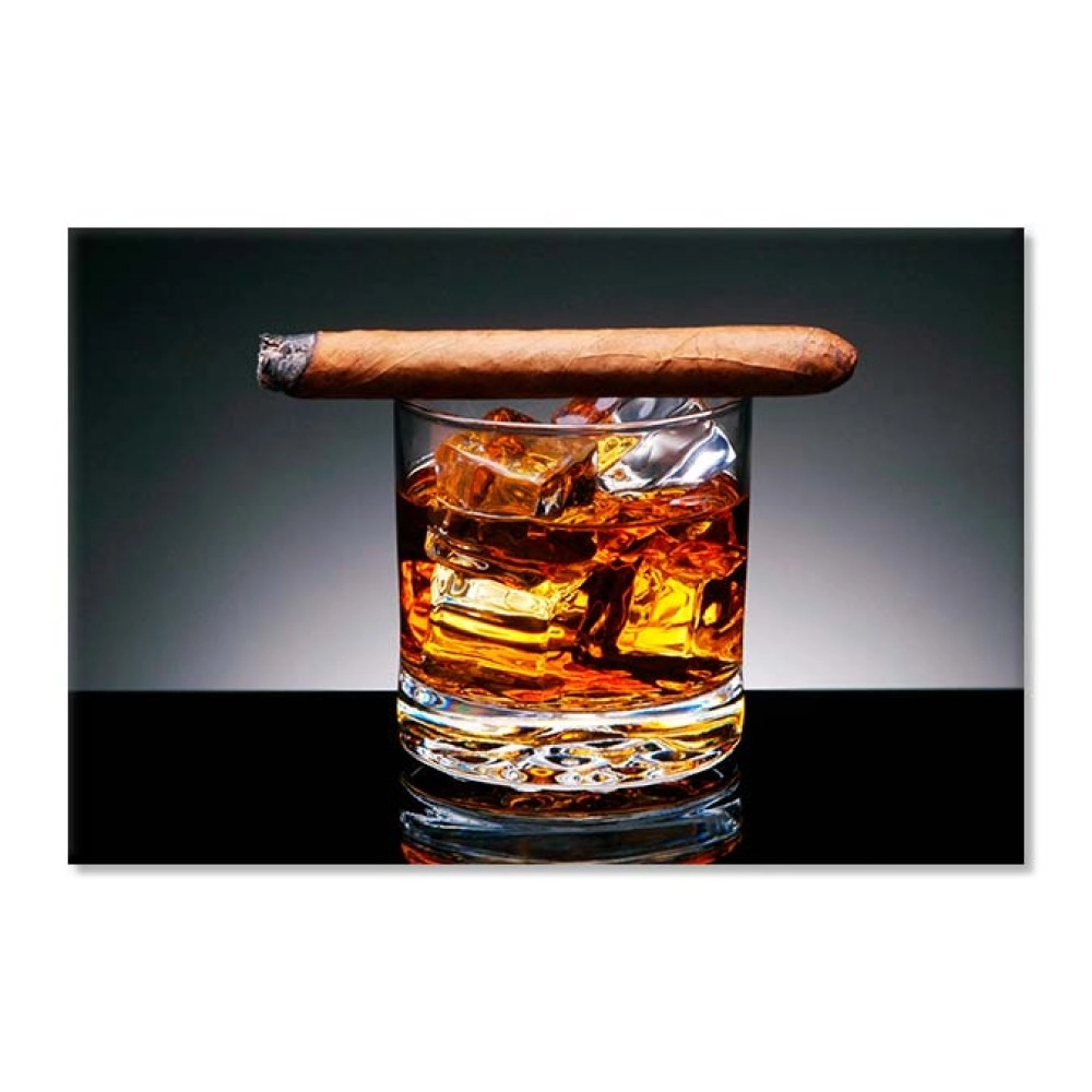 Tablouri canvas Whiskey cu trabuc 45223